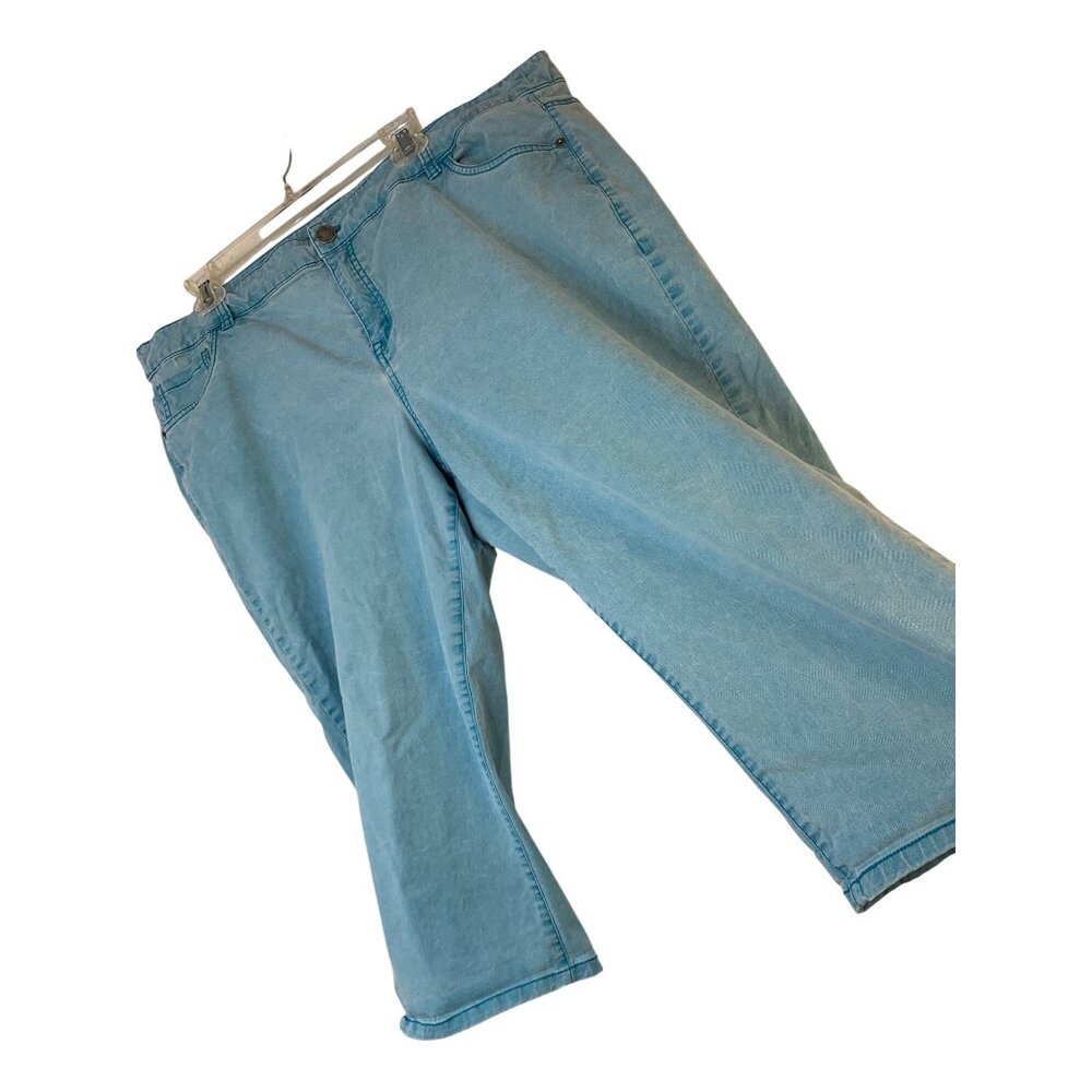 Lane Bryant Plus Size 22 Sky Blue Stretch Capri Jeans Stretch Comfort 9082